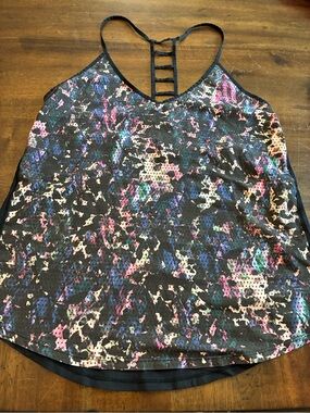 Lululemon Breezy Singlet Tank Top Women’s 4 Floral Sport Black Multi Workout